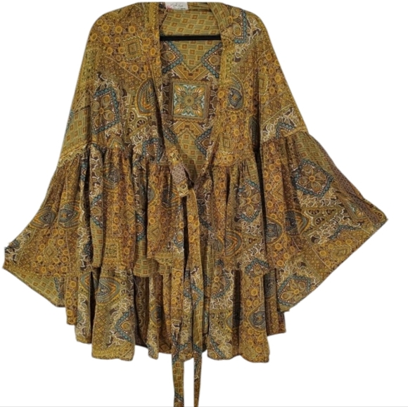 Tops - MOKSHA Patterned kimono-style top Silk bohemian Size OS